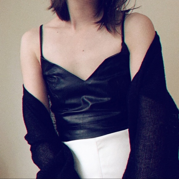 NWT Black Faux Leather bralette top - Picture 3 of 5